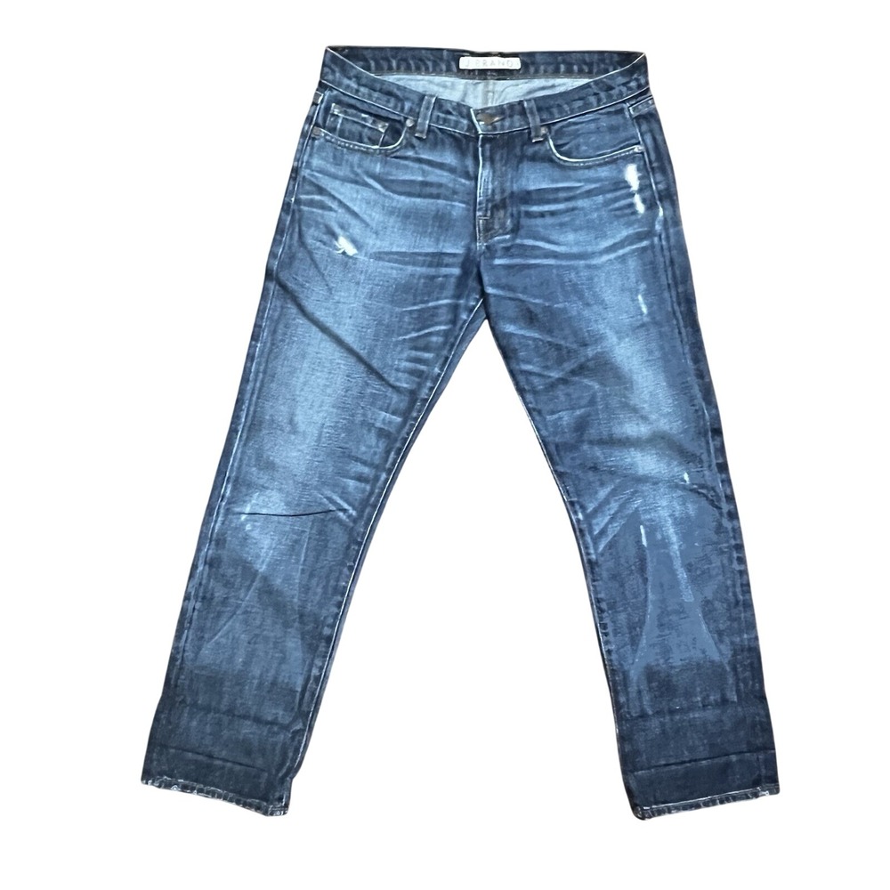 J Brand Clyde Jeans Women 26 Dark Wash Good Distressed Straight Leg 1257C066